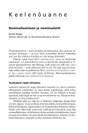 Nominalisatsioon ja nominaalstiil - Emakeele Selts