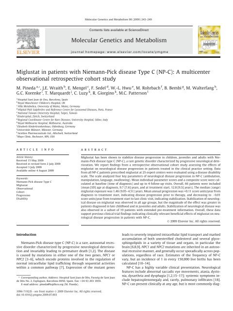 Recommendations on the diagnosis and management of Niemann-Pick