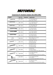 TransTech IV Adapter List - MotorVac