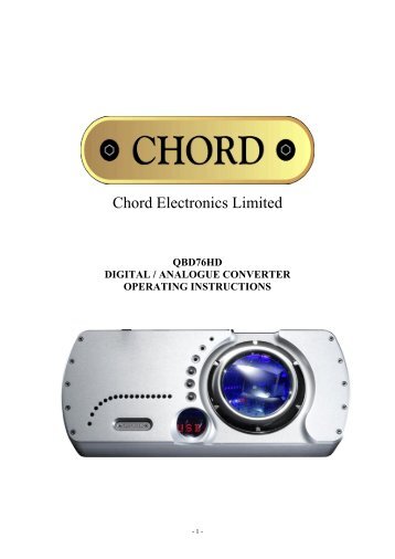 QBD76HD manual.pdf - Chord Electronics