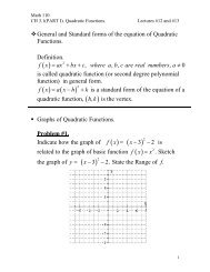 General and Standard forms of the equation of Quadratic Functions ...