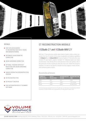 CT RECONSTRUCTION MODULE Vgstudio 2.1 and Vgstudio MAX ...