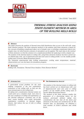 thermal stress analysis using finite element method in area