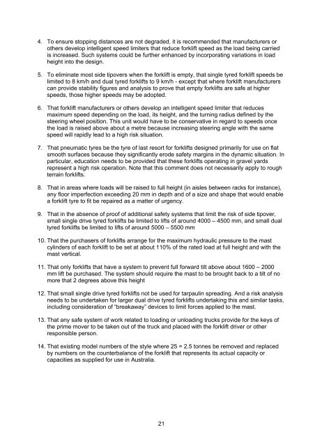 Forklift stability and other technical safety issues - Monash University