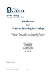 Guidelines for Student Teaching Internship - The Citadel
