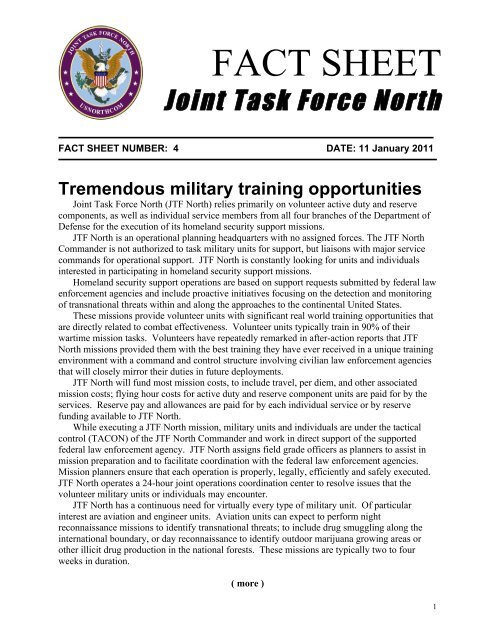FACT SHEET - Joint Task Force North