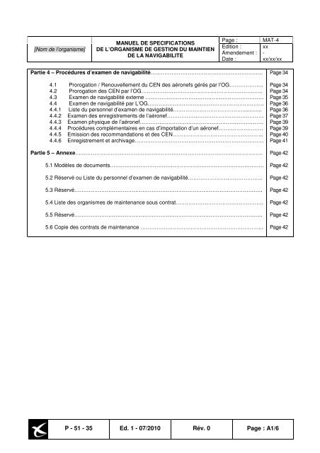 canevas de redaction du manuel des specifications de l'organisme ...