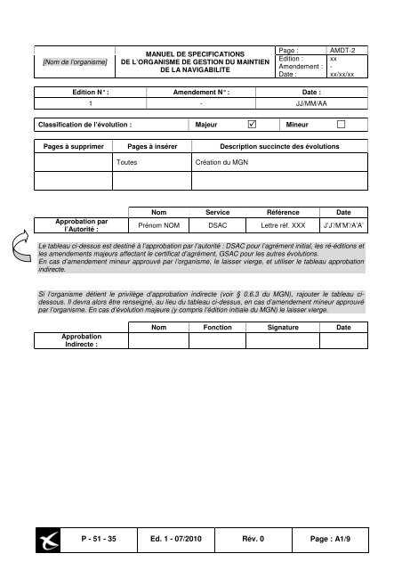 canevas de redaction du manuel des specifications de l'organisme ...