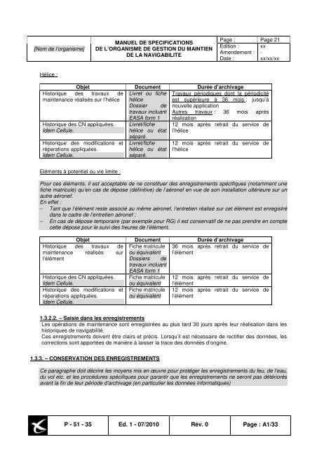 canevas de redaction du manuel des specifications de l'organisme ...