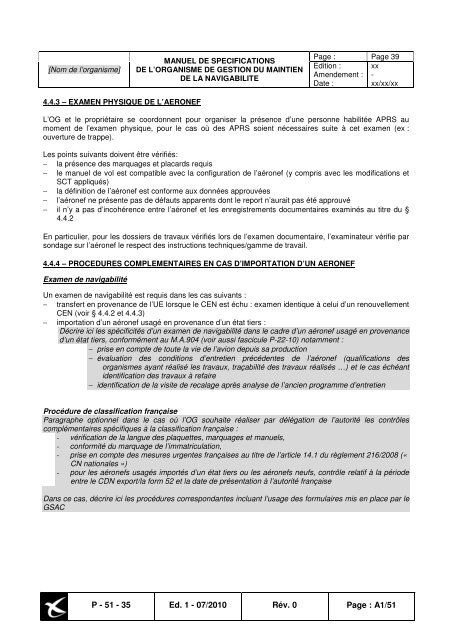 canevas de redaction du manuel des specifications de l'organisme ...