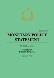 MONETARY POLICY STATEMENT - Bank of Tanzania