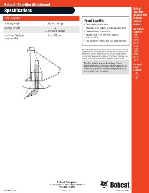 Scarifier Attachment - Doosan BobCat Chile