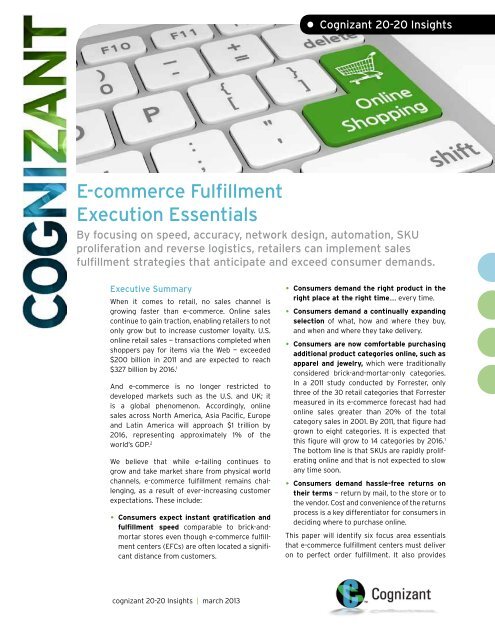 E-commerce Fulfillment Execution Essentials - Cognizant