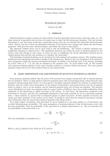 Statistical physics
