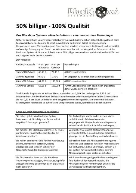 Neuheiten zum Blackboxx System