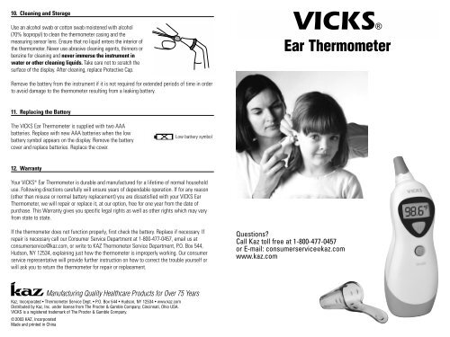 Ear clearance thermometer instructions