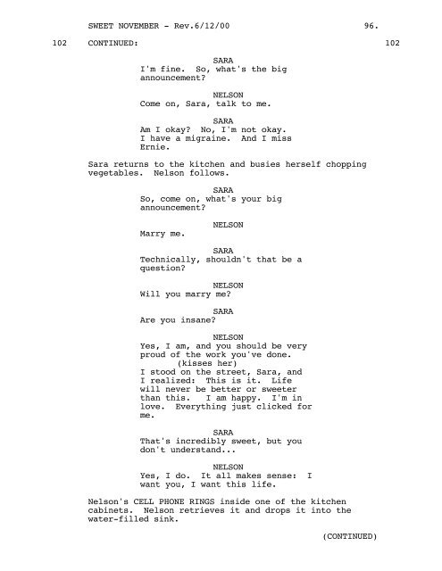 SWEET NOVEMBER - Daily Script