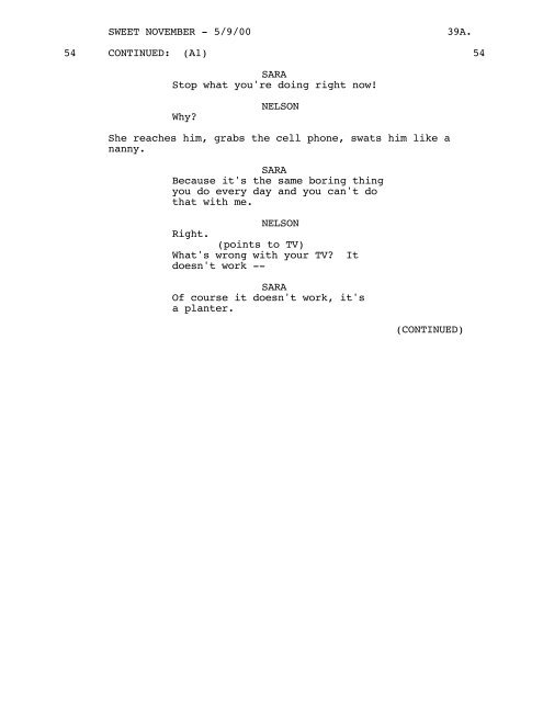 SWEET NOVEMBER - Daily Script