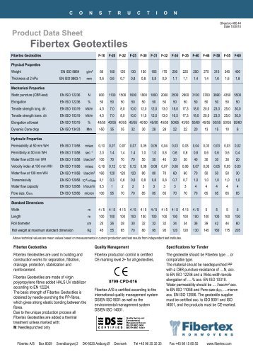 Product Data Sheet Fibertex Geotextiles