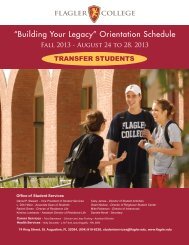 âBuilding Your Legacyâ Orientation Schedule - Flagler College