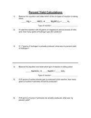 Percent Yield Worksheet 2