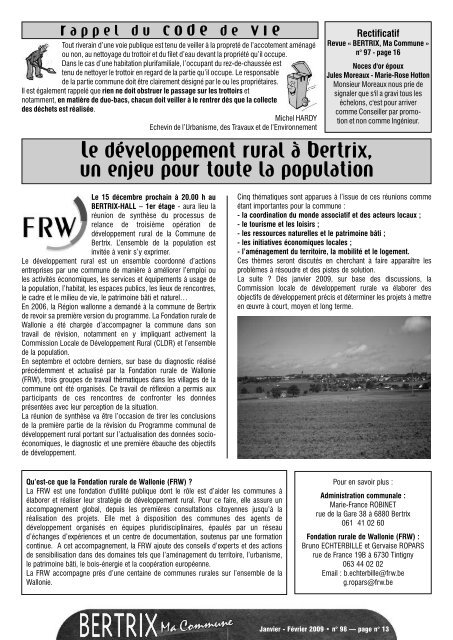 Revue Communale de Bertrix nÂ° 98