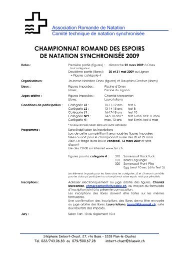 championnat romand des espoirs de natation synchronisée 2009