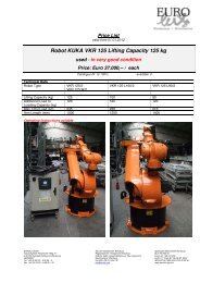 Robot KUKA VKR 125 Lifting Capacity 125 kg - Eurolux AG