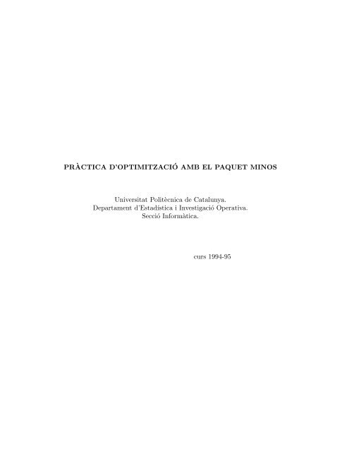 OptimitzaciÃ³ d'un coet multietapa - Departament d'EstadÃ­stica i ...