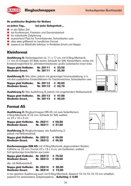 Endverkaufspreise inkl. 19% USt. - KALOS Lederwaren