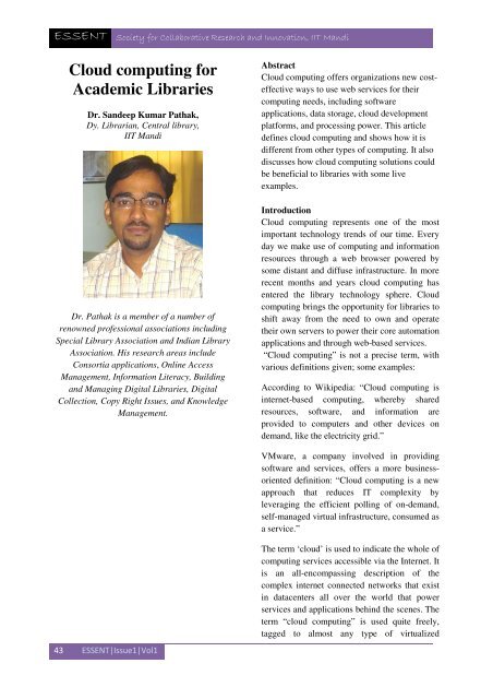 Issue1. Vol.1 (April, 2013) - IIT Mandi