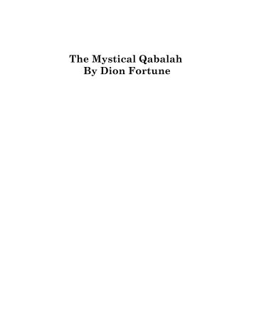 The Mystical Qabalah By Dion Fortune