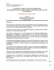 an urgent global need of introducing multidisciplinary approaches