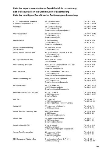 Liste des experts comptables au Grand-Duché de Luxembourg List ...
