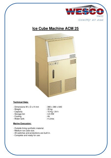 Ice Cube Machine ACM 25 - WESCO-Navy