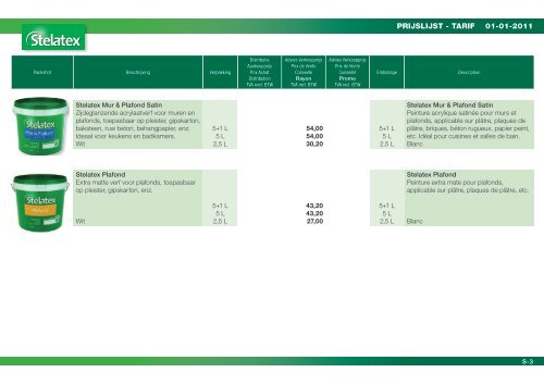 Prijslijst Tarif 2011 - BigMat