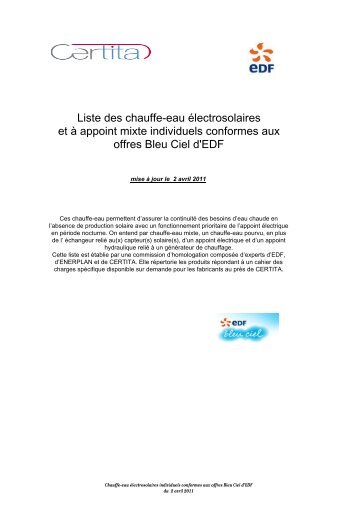 CESI conformes aux offres Bleu ciel d'EDF - Vaillant