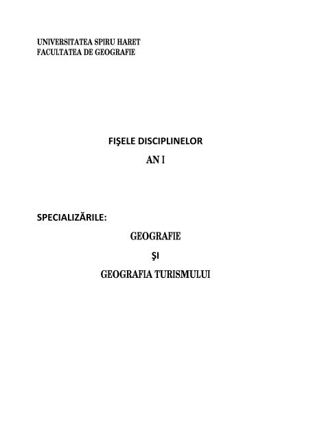Geografie Aÿi Geografia Turismului Universitatea Spiru Haret