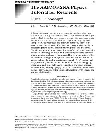 The AAPM/RSNA Physics Tutorial for Residents - RadioGraphics