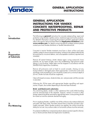 Vandex General Application Instructions - Safeguard Europe Ltd.
