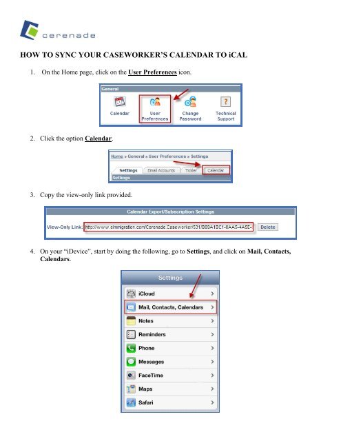 HOW TO SYNC YOUR CASEWORKER'S CALENDAR ... - Cerenade