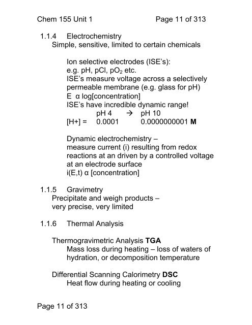 Chemistry 155 Introduction to Instrumental Analytical Chemistry