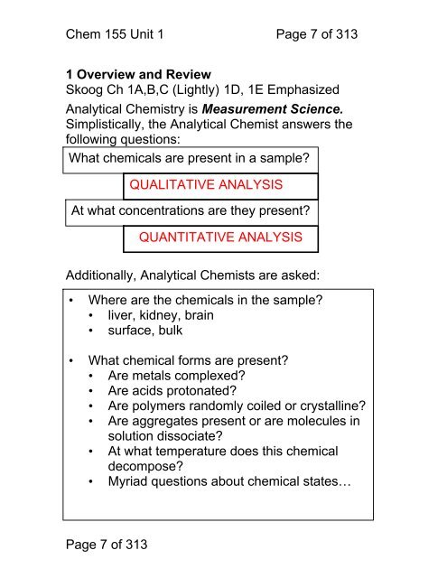 Chemistry 155 Introduction to Instrumental Analytical Chemistry