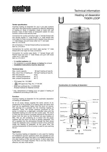 Technical information Heating oil deaerator TIGER LOOP - Oventrop