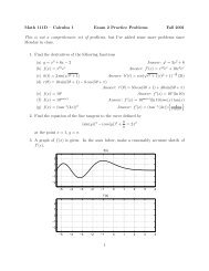Math 111D â Calculus 1 Exam 2 Practice Problems Fall 2001 This is ...