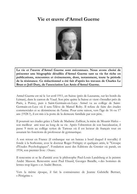 Biographie d'Armel Guerne