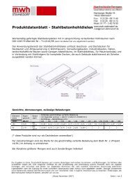 Produktdatenblatt - Stahlbetonhohldielen