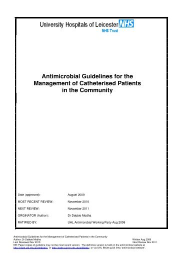 Antimicrobial Guidelines for the Management of Catheterised ...