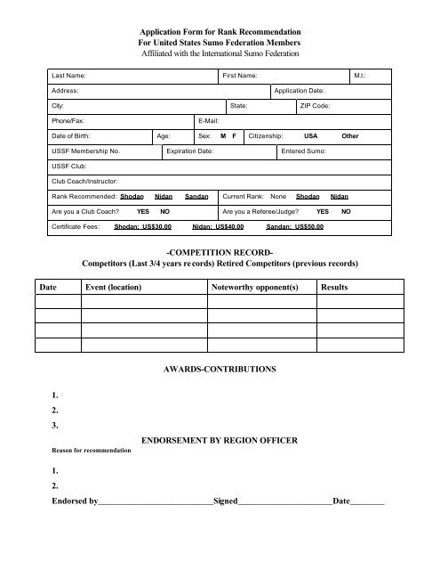 Application Form for Rank Recommendation For United States ...
