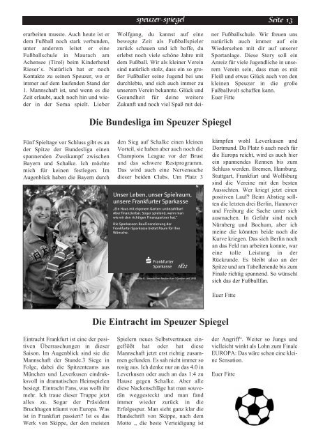 homepage: www.sportfreunde04.de - Speuzer in Bildern